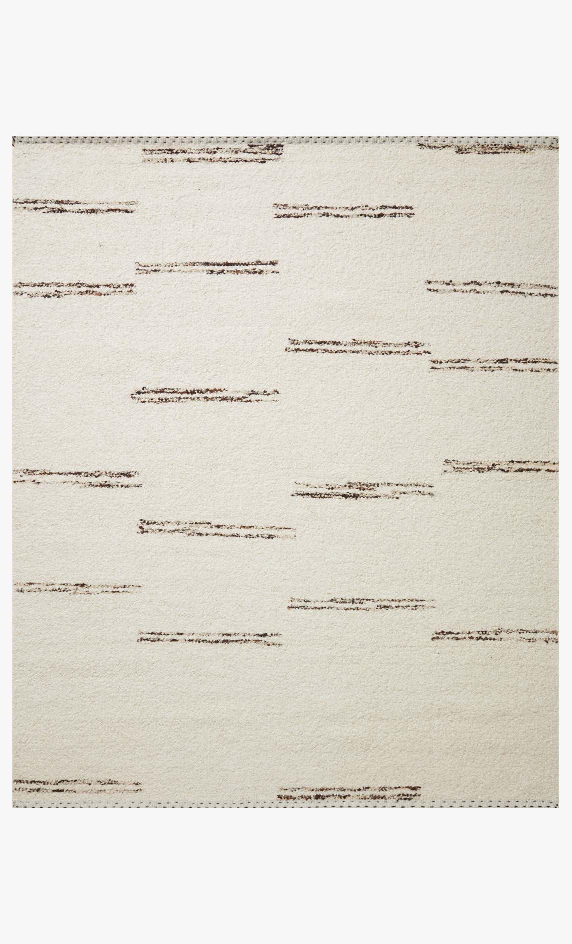 Ivory hand-woven area rug with scattered short gray-brown horizontal lines
