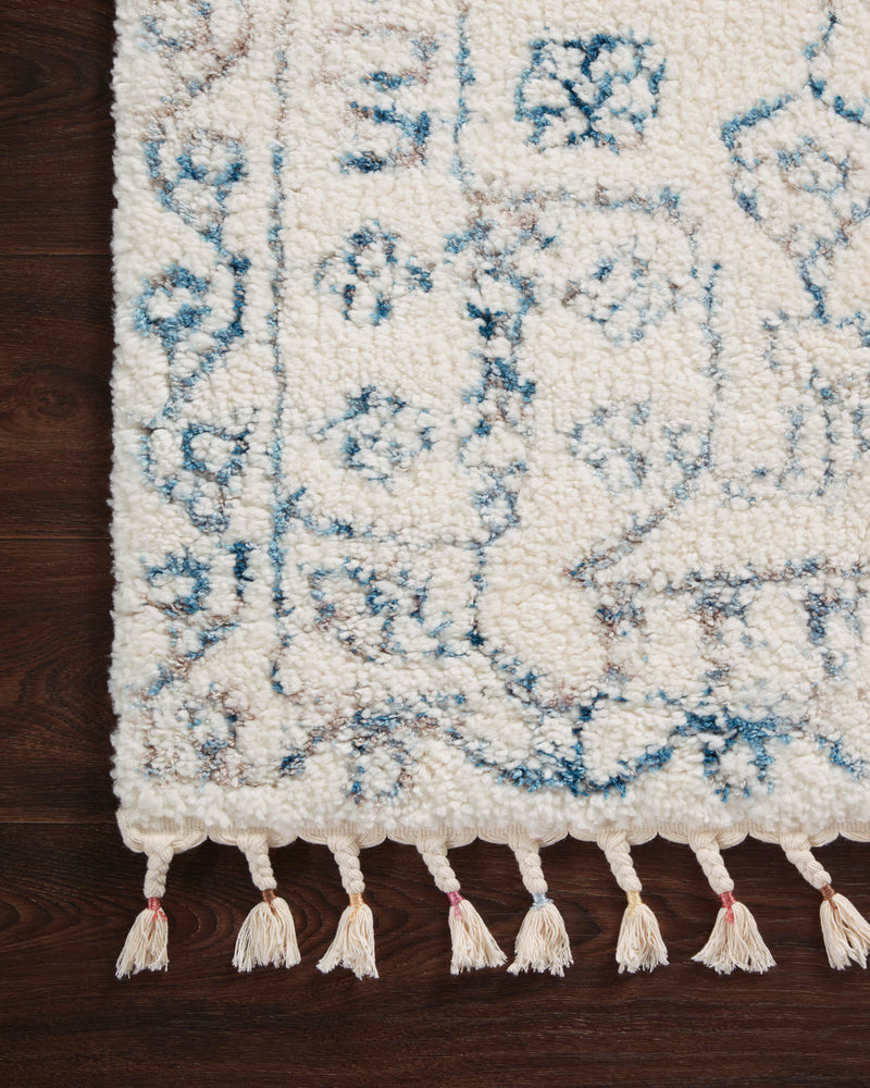 Justina Blakeney x Loloi Ronnie Collection - Contemporary Power Loomed Rug in Ivory & Ocean (RON-01)