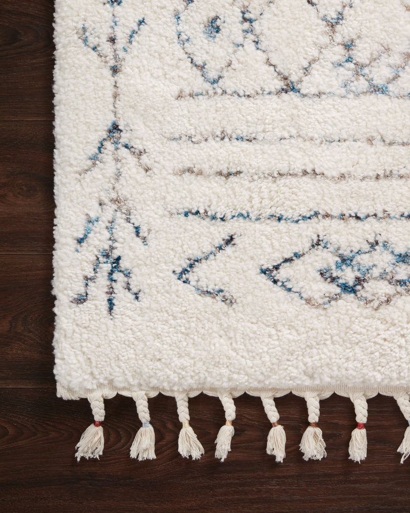 Justina Blakeney x Loloi Ronnie Collection - Contemporary Power Loomed Rug in Ivory & Sky (RON-02)