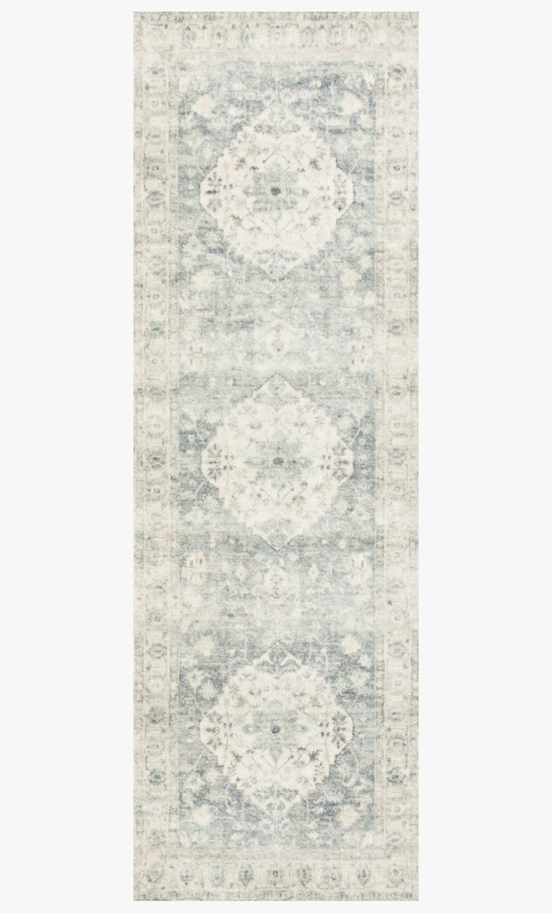 Loloi II Rosette Collection - Traditional Power Loomed Rug in Denim & Fog (ROS-07)