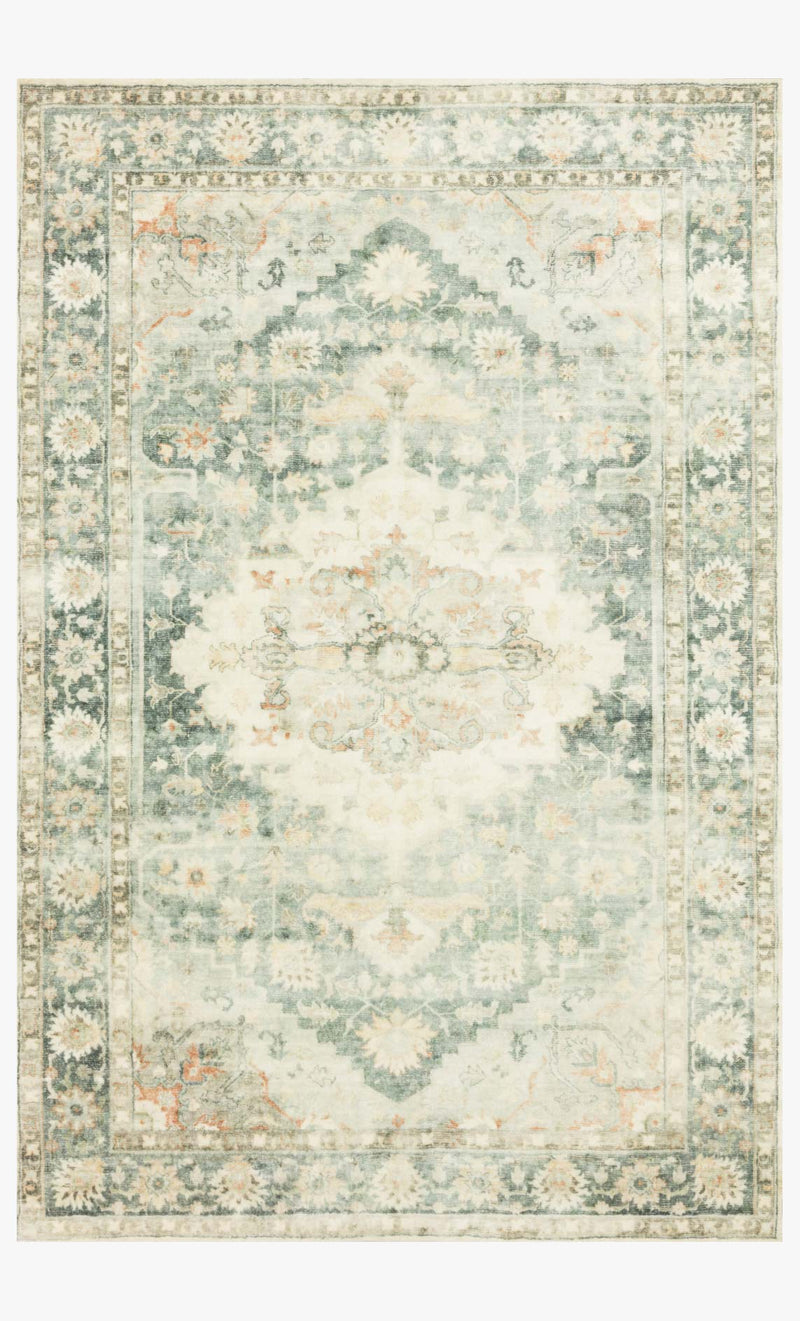 Loloi II Rosette Collection - Traditional Power Loomed Rug in Teal & Ivory (ROS-08)