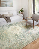 Loloi II Rosette Collection - Traditional Power Loomed Rug in Teal & Ivory (ROS-08)