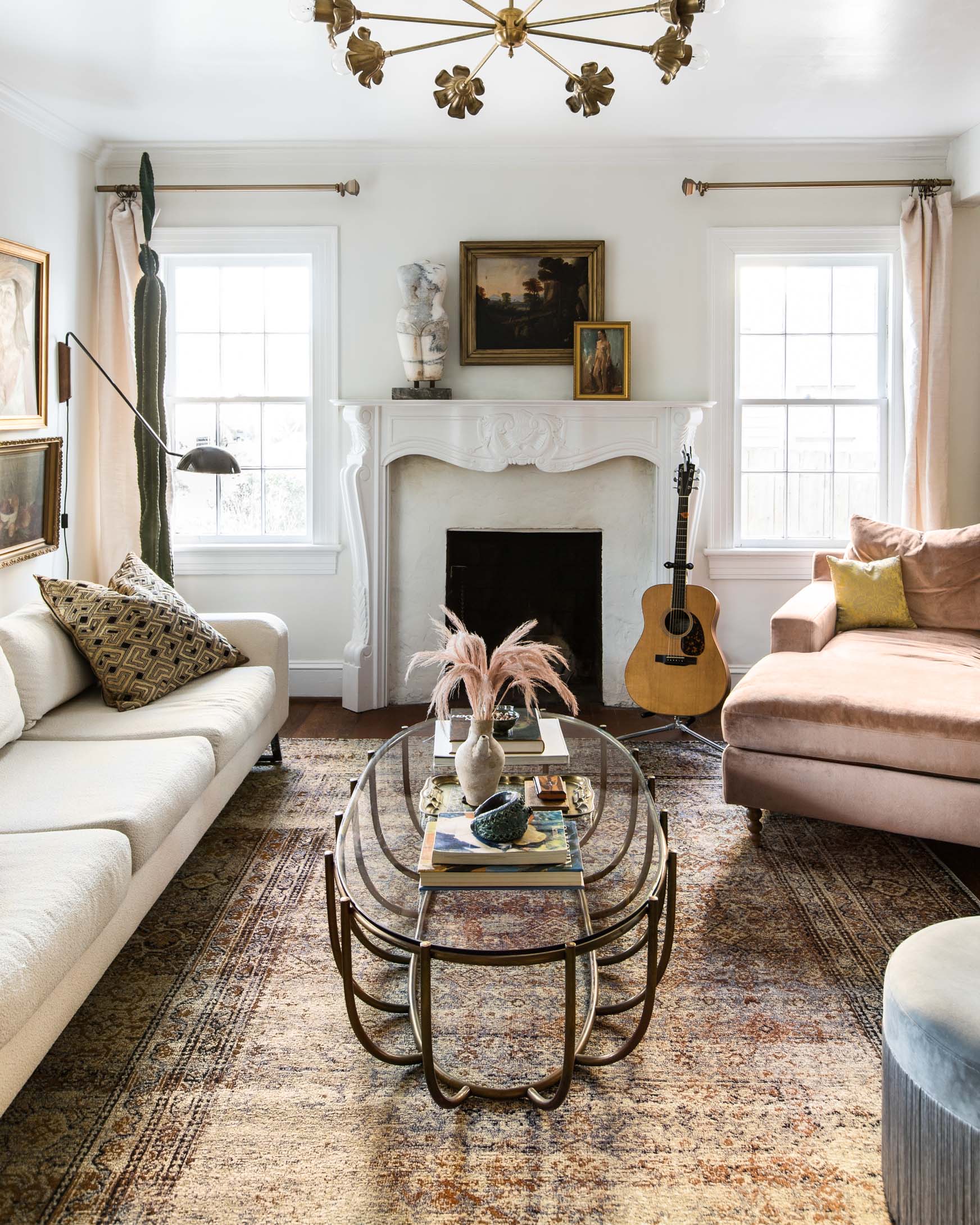 Distressed traditional area rug with layered border and speckled texture