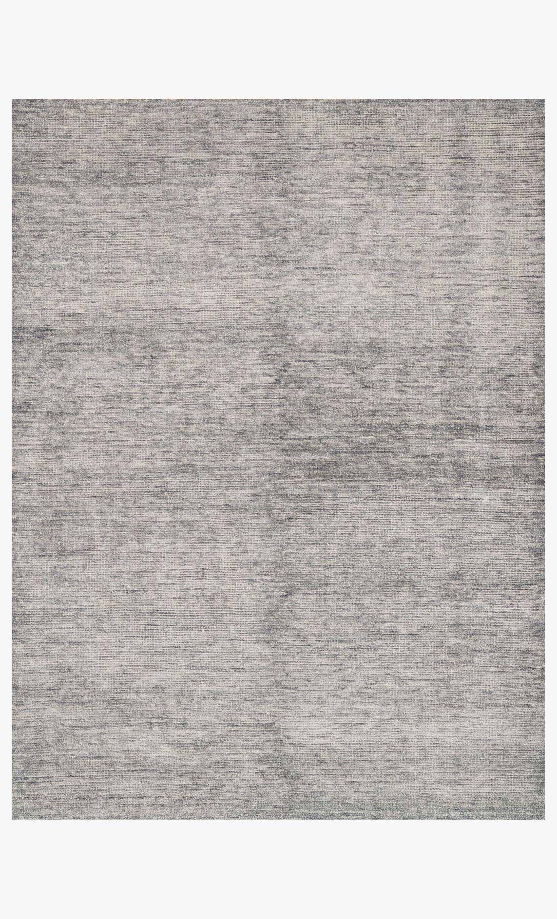 Transitional hand-knotted rug, medium grey with subtle low-pile texture.