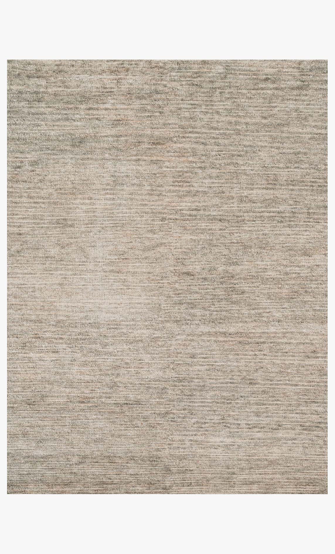 Smoke transitional hand-knotted area rug with subtle linear texture, flat weave.