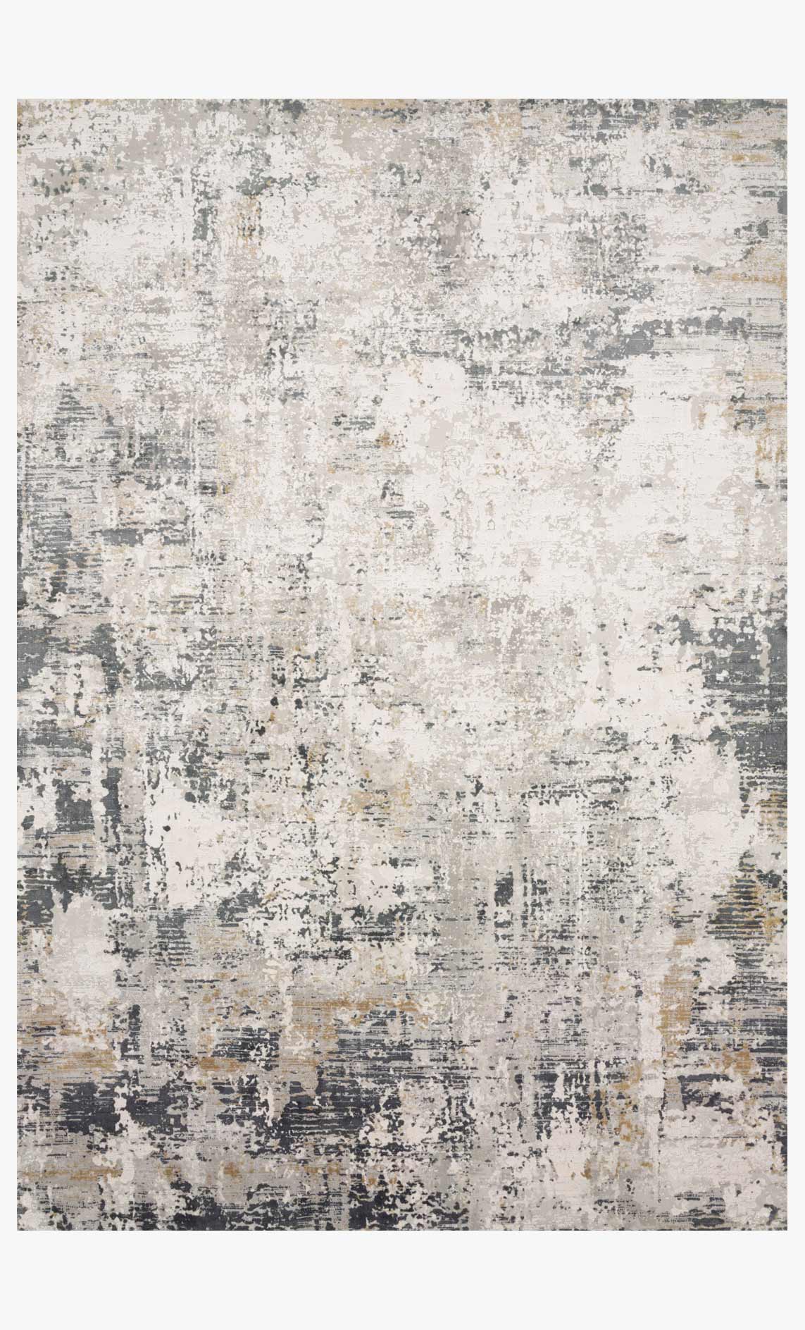 Power-loomed contemporary rug, ivory with gray/charcoal distressed abstract pattern