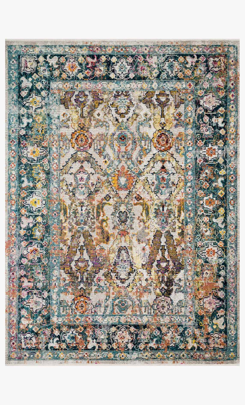 Justina Blakeney x Loloi Silvia Collection - Transitional Power Loomed Rug in Stone & Teal (SIL-01)