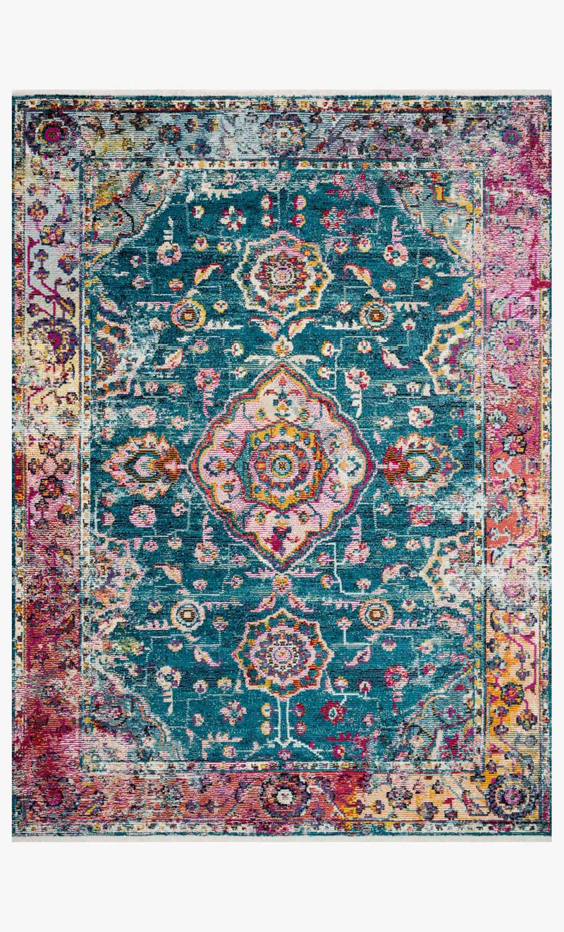Justina Blakeney x Loloi Silvia Collection - Transitional Power Loomed Rug in Teal & Berry (SIL-02)