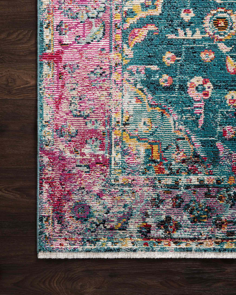 Justina Blakeney x Loloi Silvia Collection - Transitional Power Loomed Rug in Teal & Berry (SIL-02)