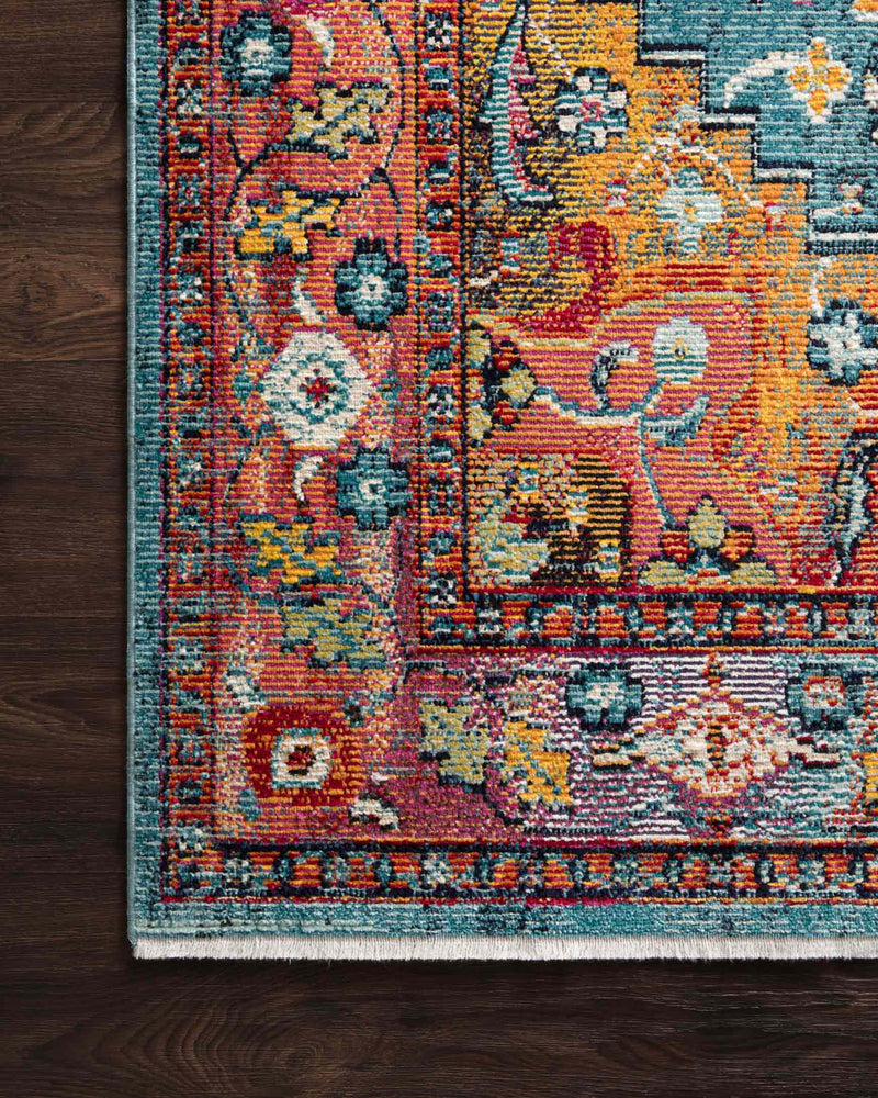 Justina Blakeney x Loloi Silvia Collection - Transitional Power Loomed Rug in Blue & Fiesta (SIL-04)