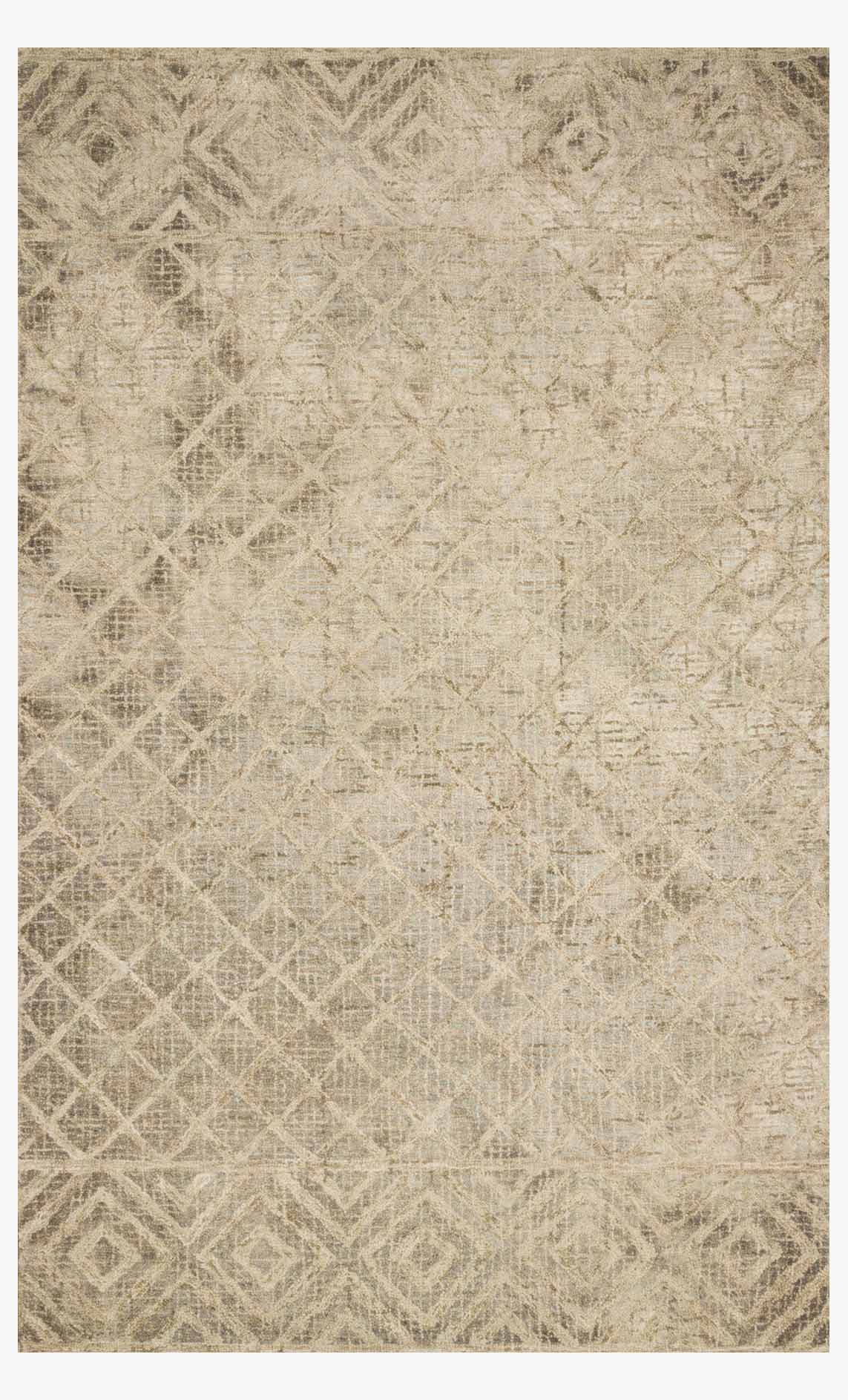 Contemporary hooked rug in sand with light beige geometric pattern, flatweave look