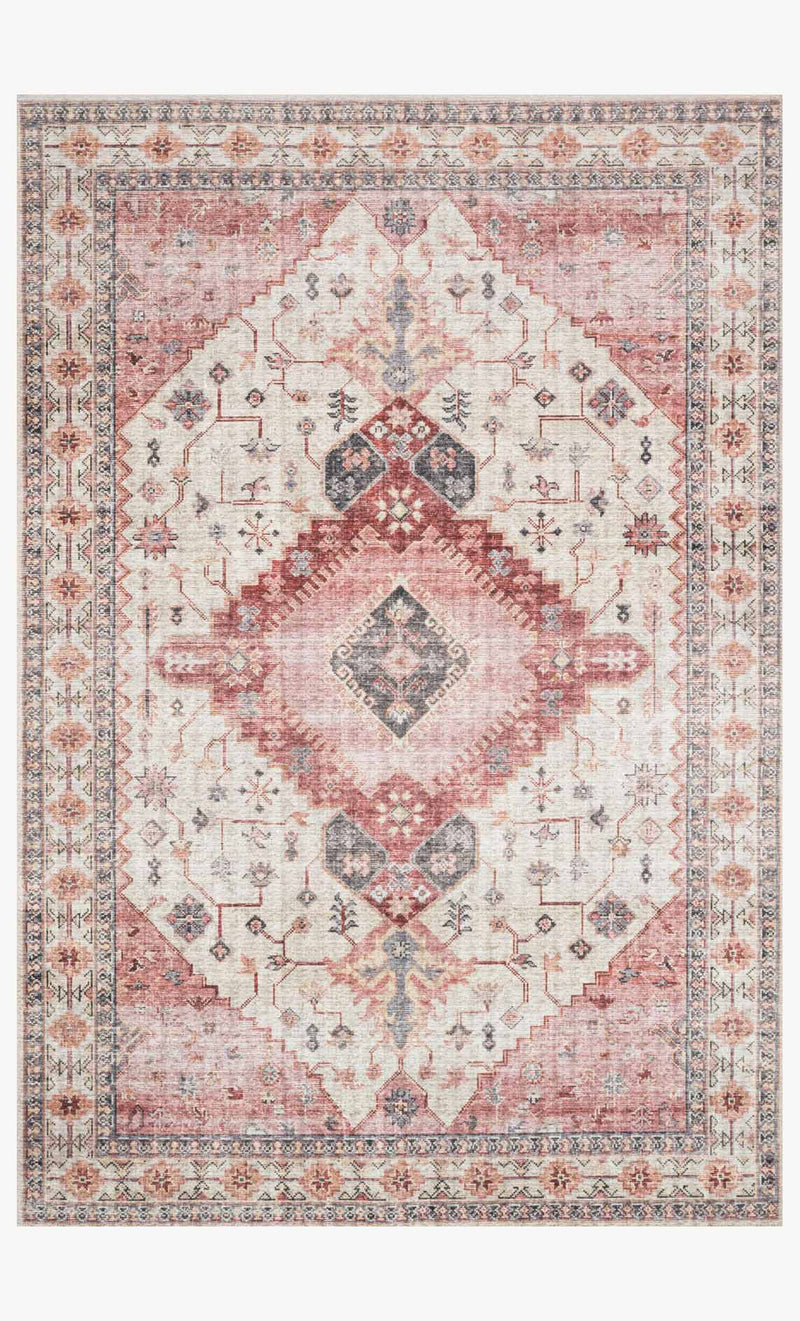 Loloi II Skye Collection - Traditional Power Loomed Rug in Ivory & Berry (SKY-02)