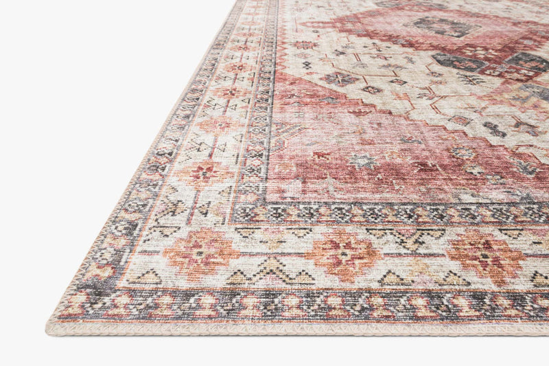 Loloi II Skye Collection - Traditional Power Loomed Oval Rug in Ivory & Berry (SKY-02)