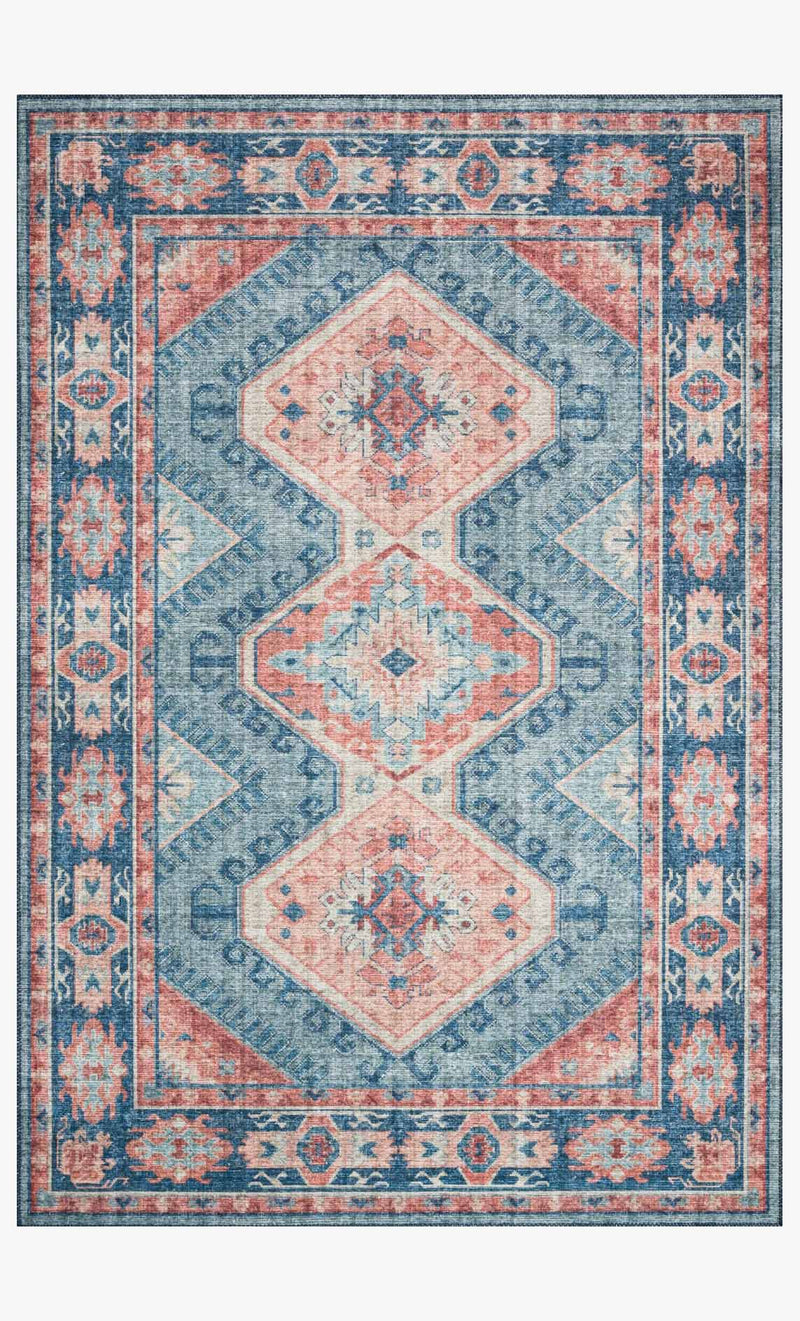 Loloi II Skye Collection - Traditional Power Loomed Rug in Turquoise & Terracotta (SKY-03)