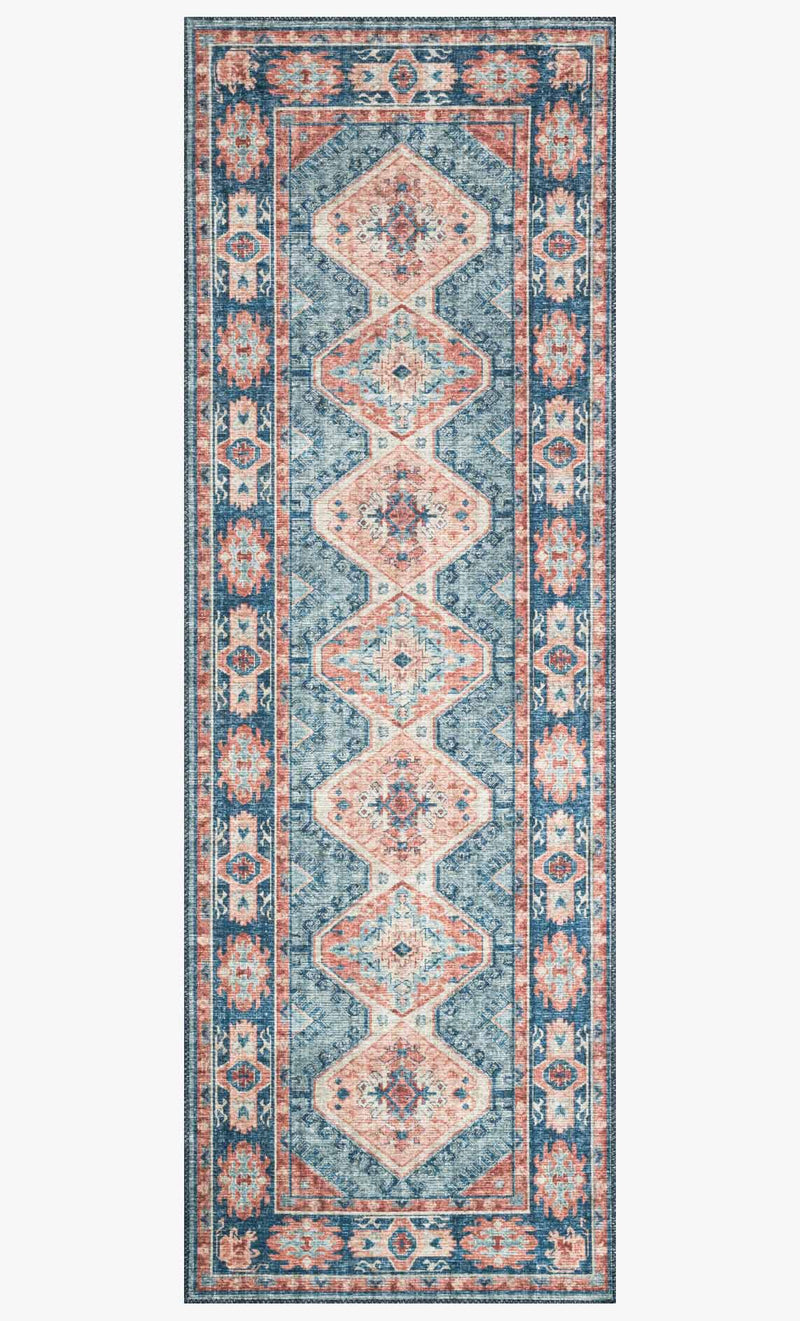 Loloi II Skye Collection - Traditional Power Loomed Rug in Turquoise & Terracotta (SKY-03)