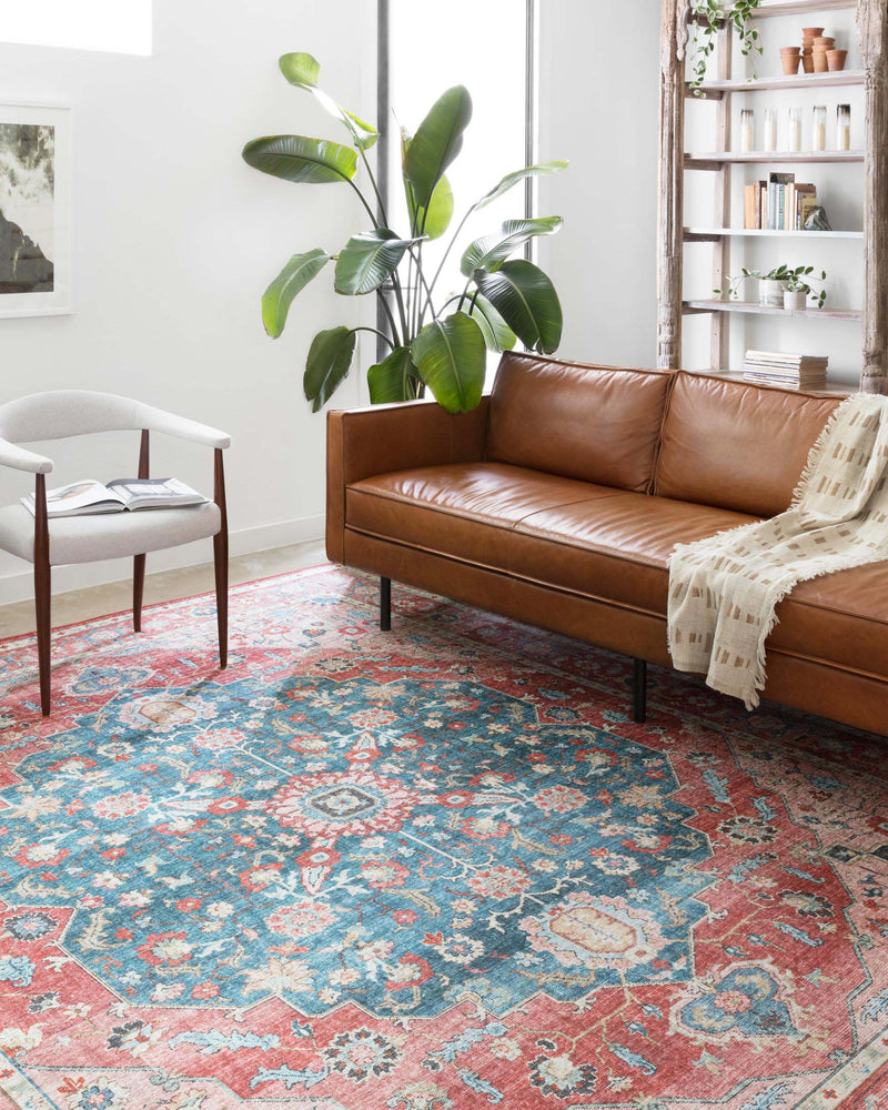 Loloi II Skye Collection - Traditional Power Loomed Rug in Brick & Ocean (SKY-05)