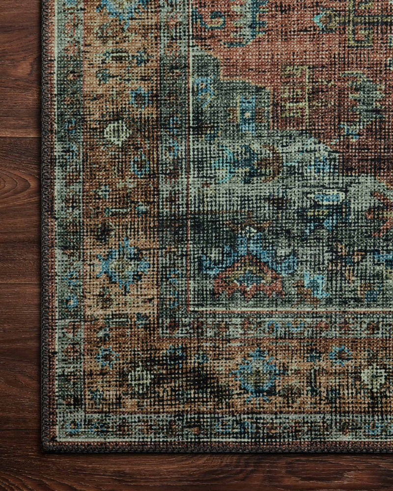 Loloi II Skye Collection - Traditional Power Loomed Rug in Terracotta & Sky (SKY-07)