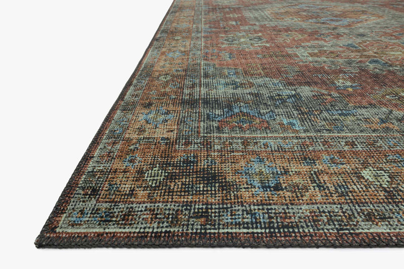 Loloi II Skye Collection - Traditional Power Loomed Rug in Terracotta & Sky (SKY-07)