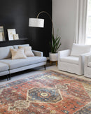 Loloi II Skye Collection - Traditional Power Loomed Rug in Rust & Blue (SKY-11)