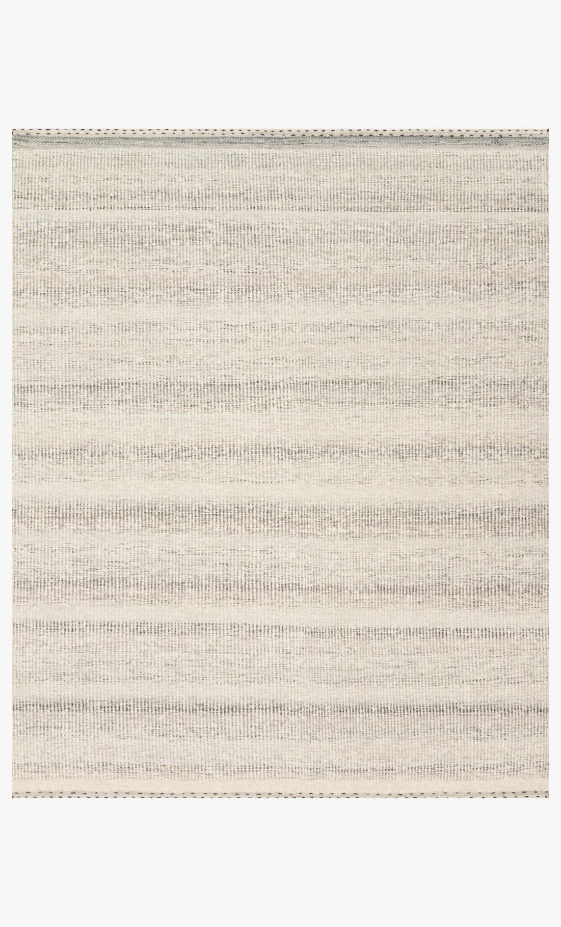 Contemporary hand-woven rug in light smoke-gray with cream, flat weave and bordered edge
