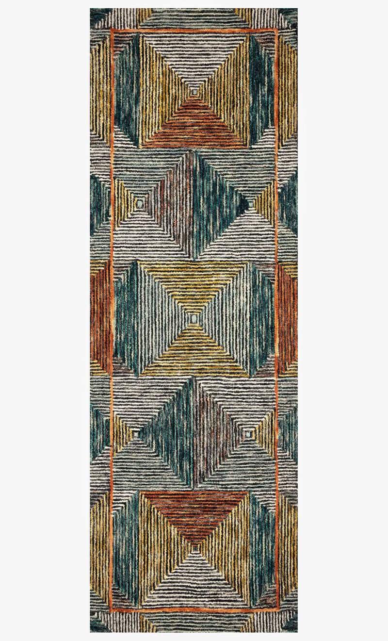 Loloi II Spectrum Collection - Contemporary Hooked Rug in Lagoon & Spice (SPE-01)