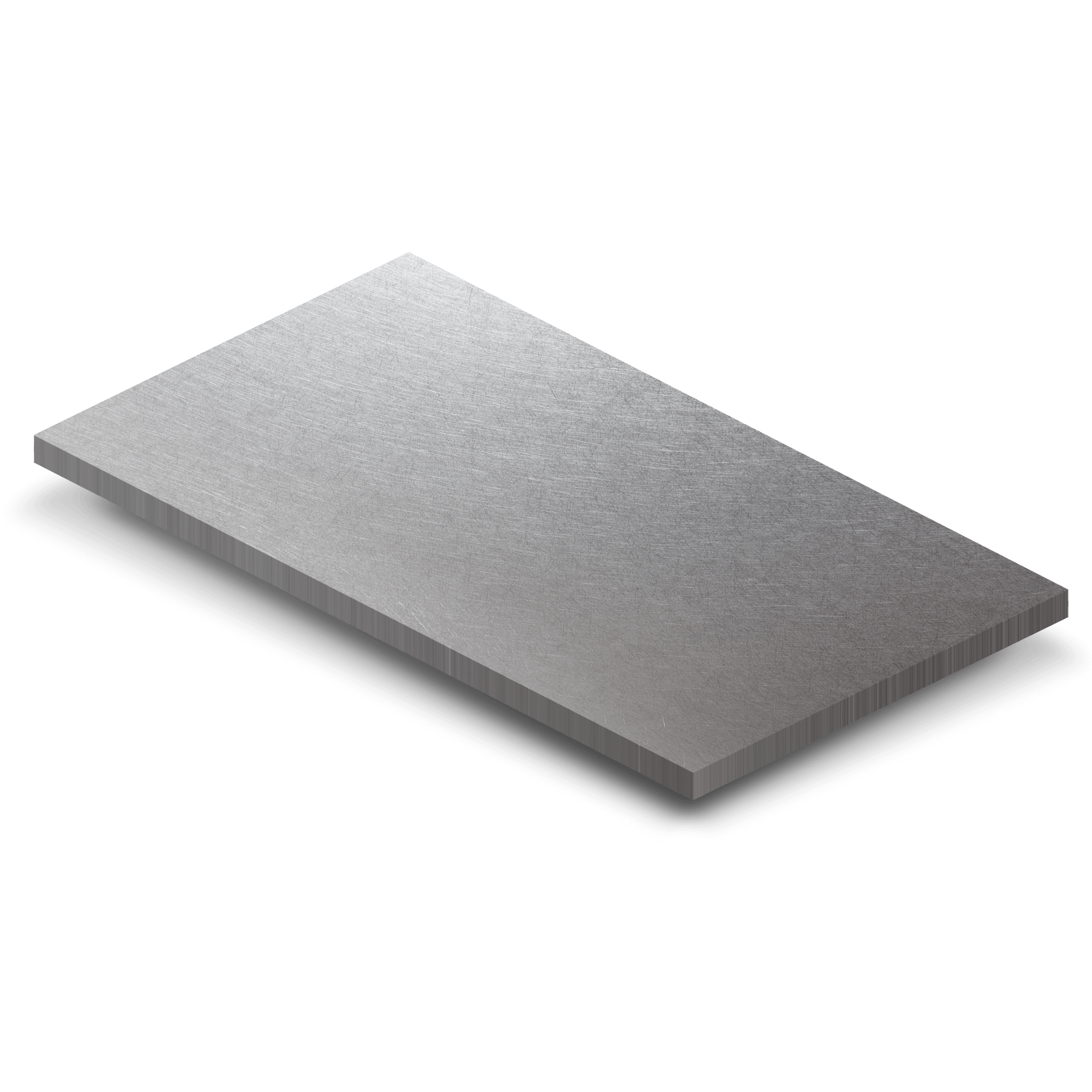 Rectangular brushed stainless steel finish sample with smooth satin texture