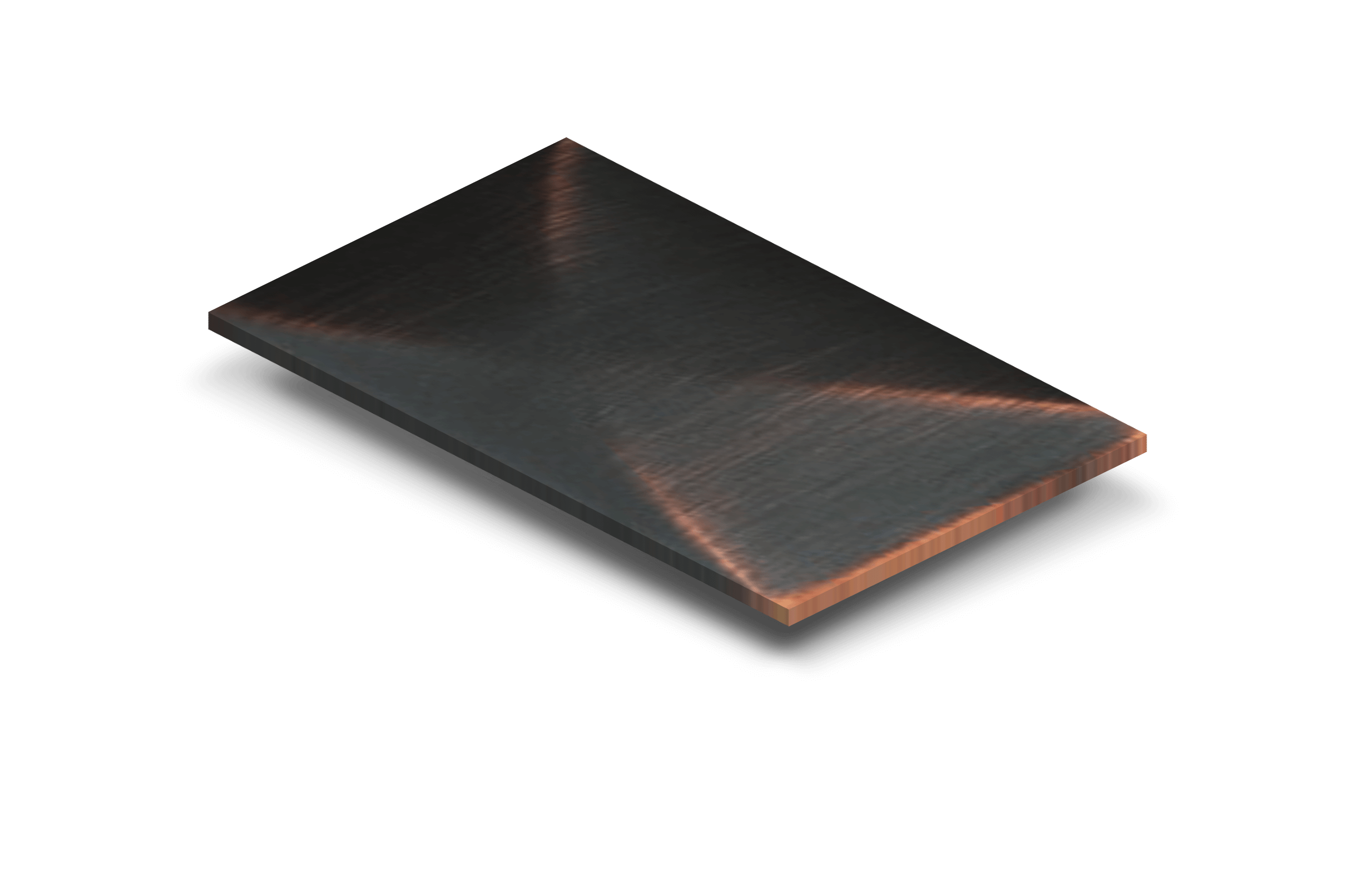 3x5 oil-rubbed bronze copper metal sample board, rectangular