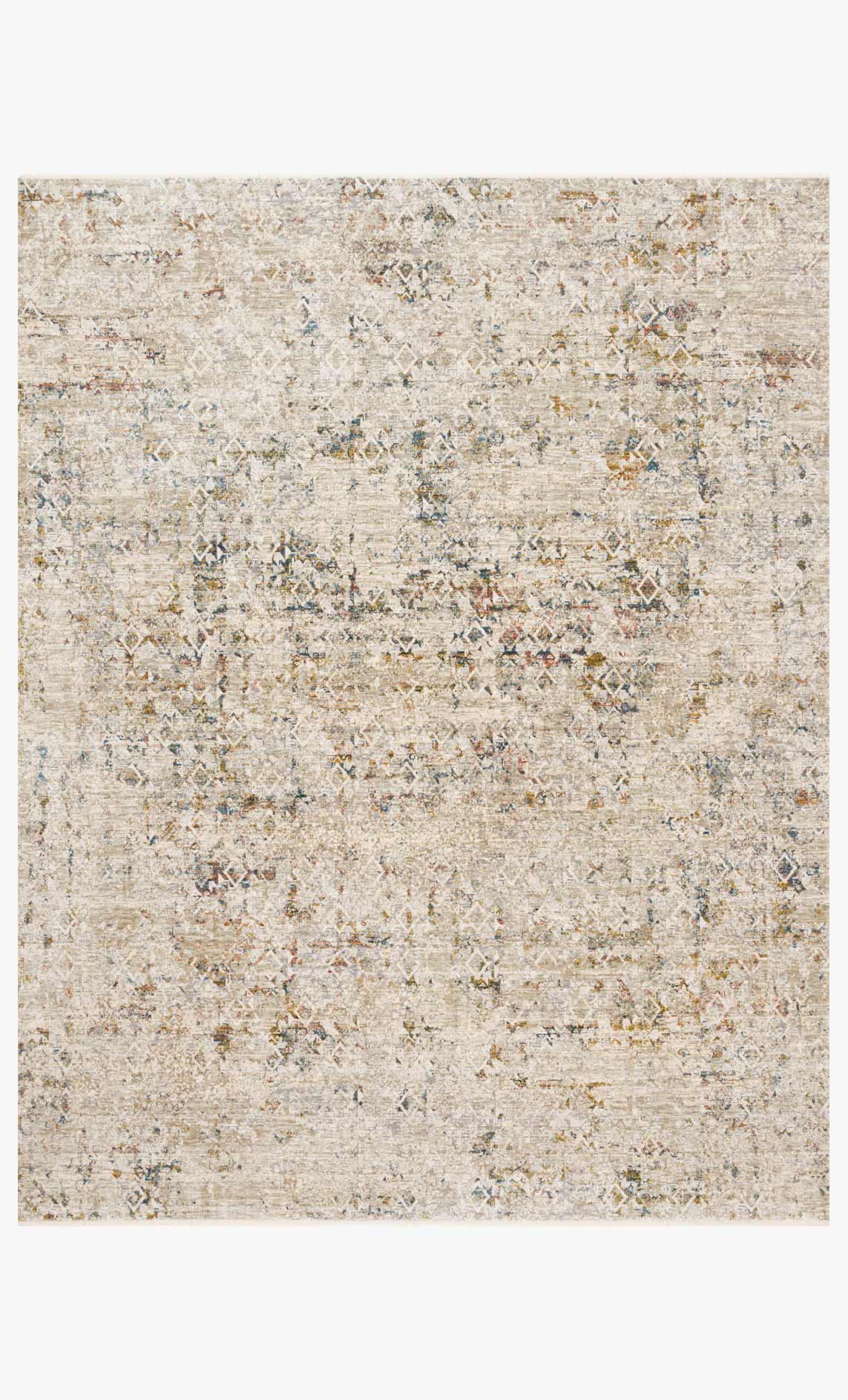 Loloi Theia traditional power-loomed area rug, ivory with multicolor distressed motif