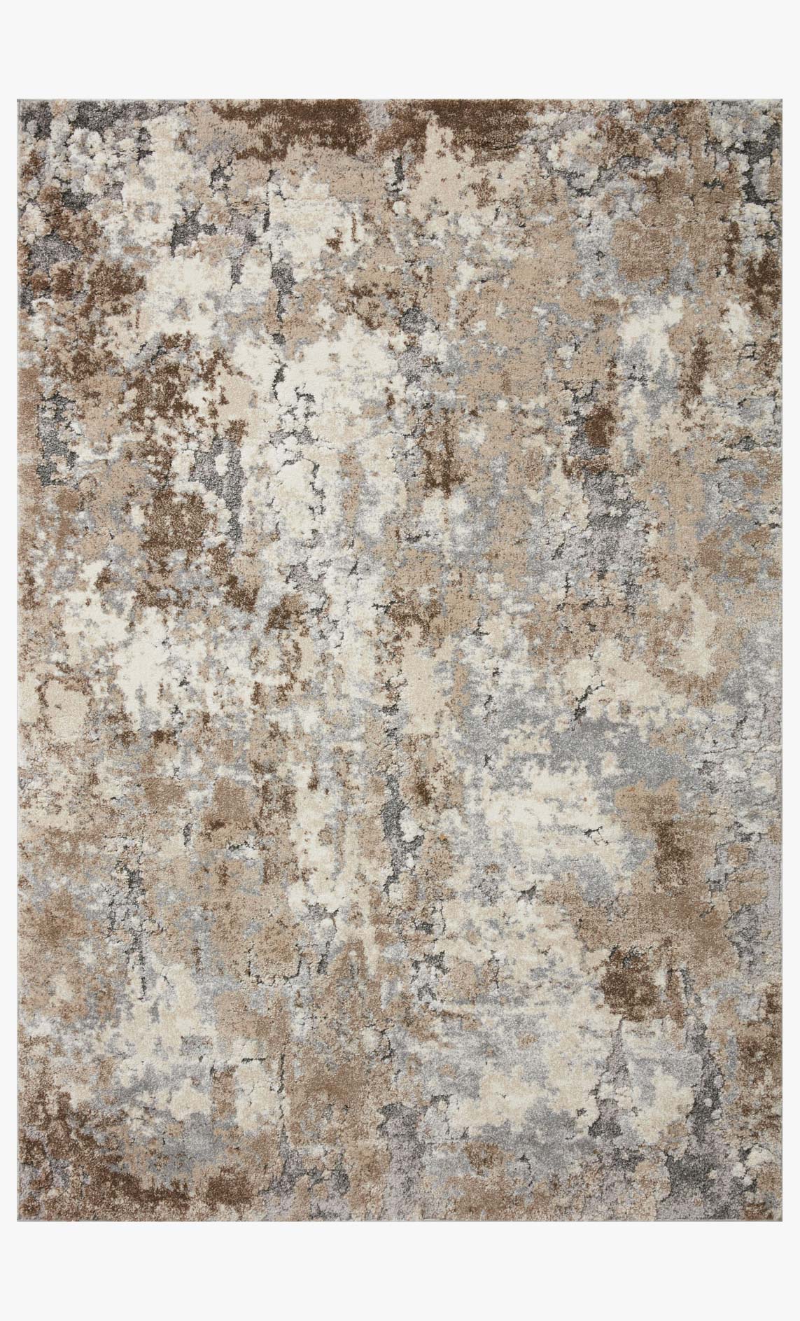 Transitional power-loomed area rug with distressed abstract pattern in beige, gray, and brown