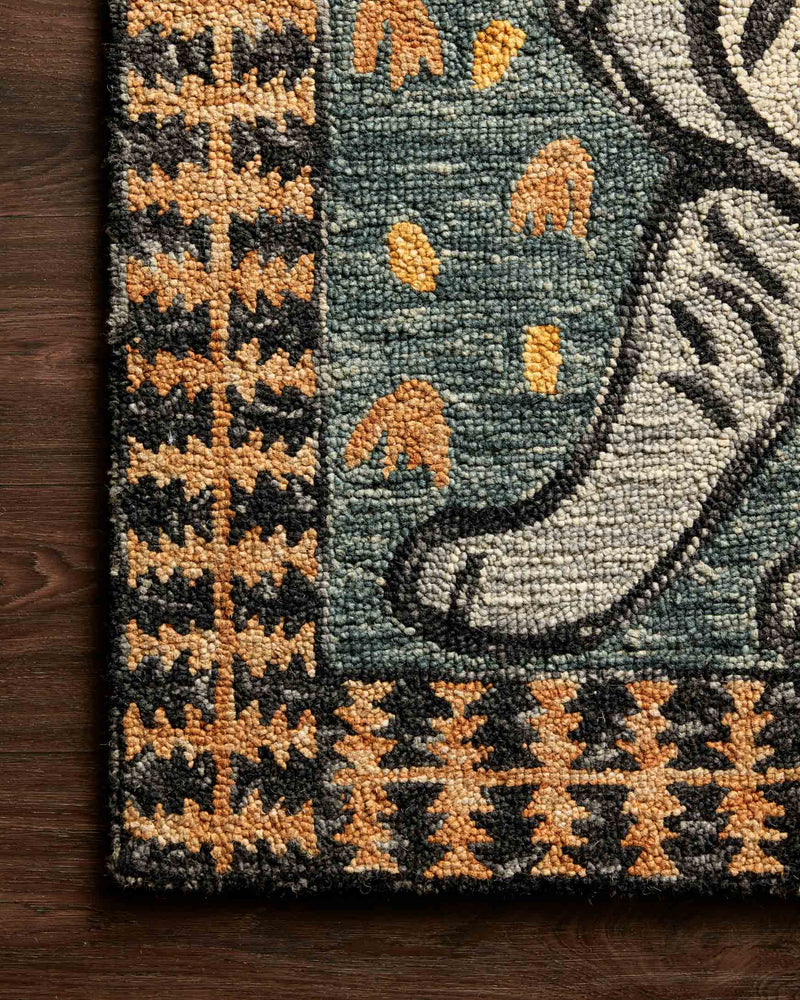 Justina Blakeney x Loloi Tigress Collection - Contemporary Hooked Rug in Teal & Grey (TIG-01)