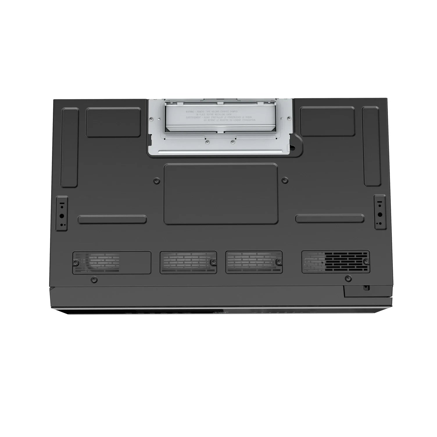 Over-the-range microwave oven underside view with vent grilles and access door