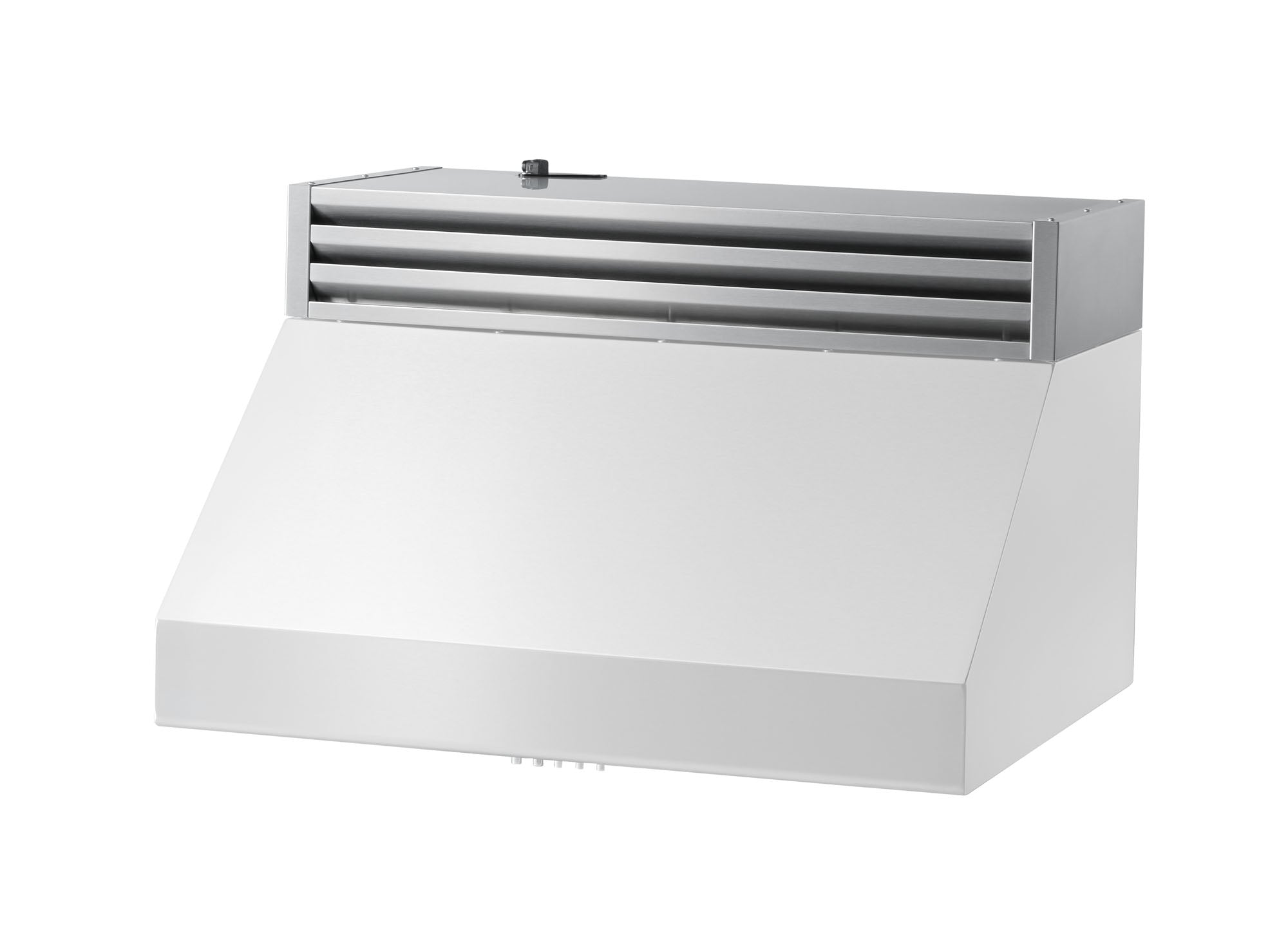 Stainless recirculating under-cabinet kit box with front vent louvers