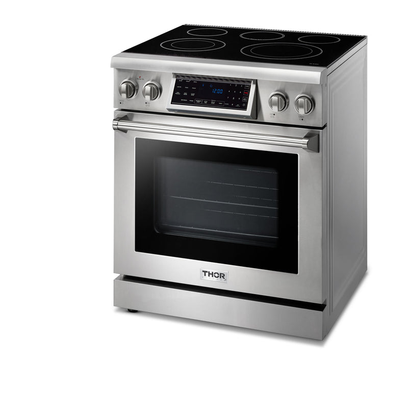 Thor Kitchen 30" Electric Range with 4.55 Cu. Ft. Self-Cleaning Oven, Air Fryer, and Tilt Panel in Stainless Steel (TRE3001)