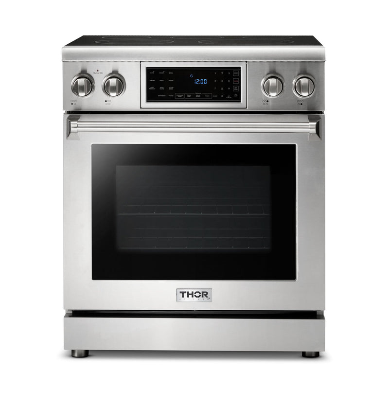 Thor Kitchen 2-Piece Appliance Package - 30-Inch Electric Range and Over-the-Range Microwave & Vent Hood in Stainless Steel