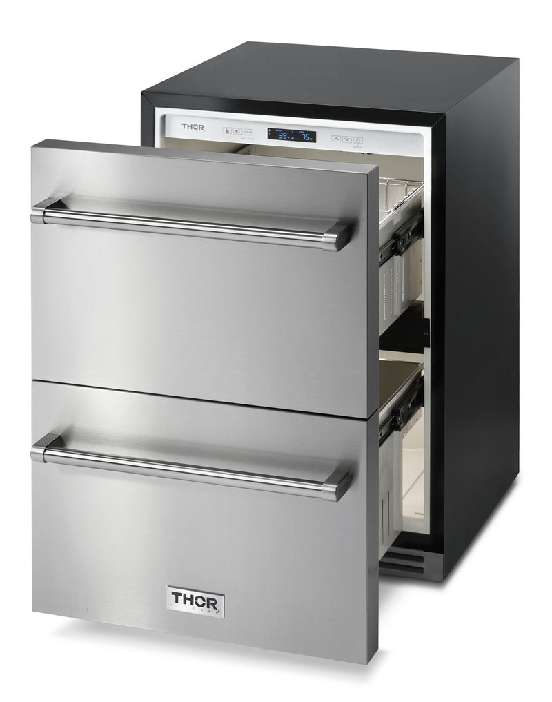 Thor Kitchen TRZ24U 24 Inch Indoor/Outdoor Undercounter Freezer Drawer with  3.36 cu. ft. Capacity, Convection Cooling System, Soft Close Drawers, and  Quiet Operation