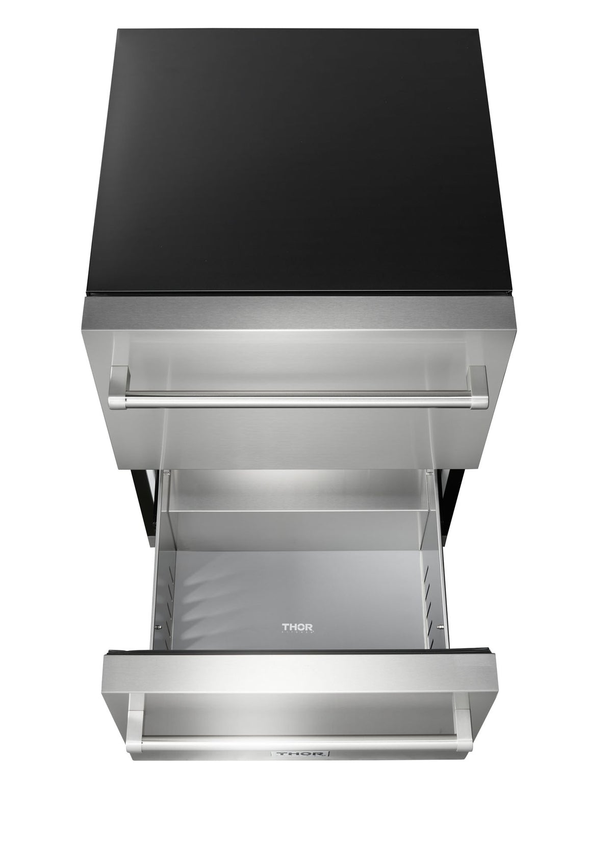 Stainless steel built-in undercounter double drawer refrigerator, drawers closed