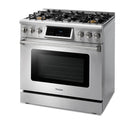 Thor Kitchen 36-Inch Natural Gas Range with 6.0 Cu. Ft. Self-Cleaning Oven, Air Fryer, Tilt Panel in Stainless Steel (TRG3601)
