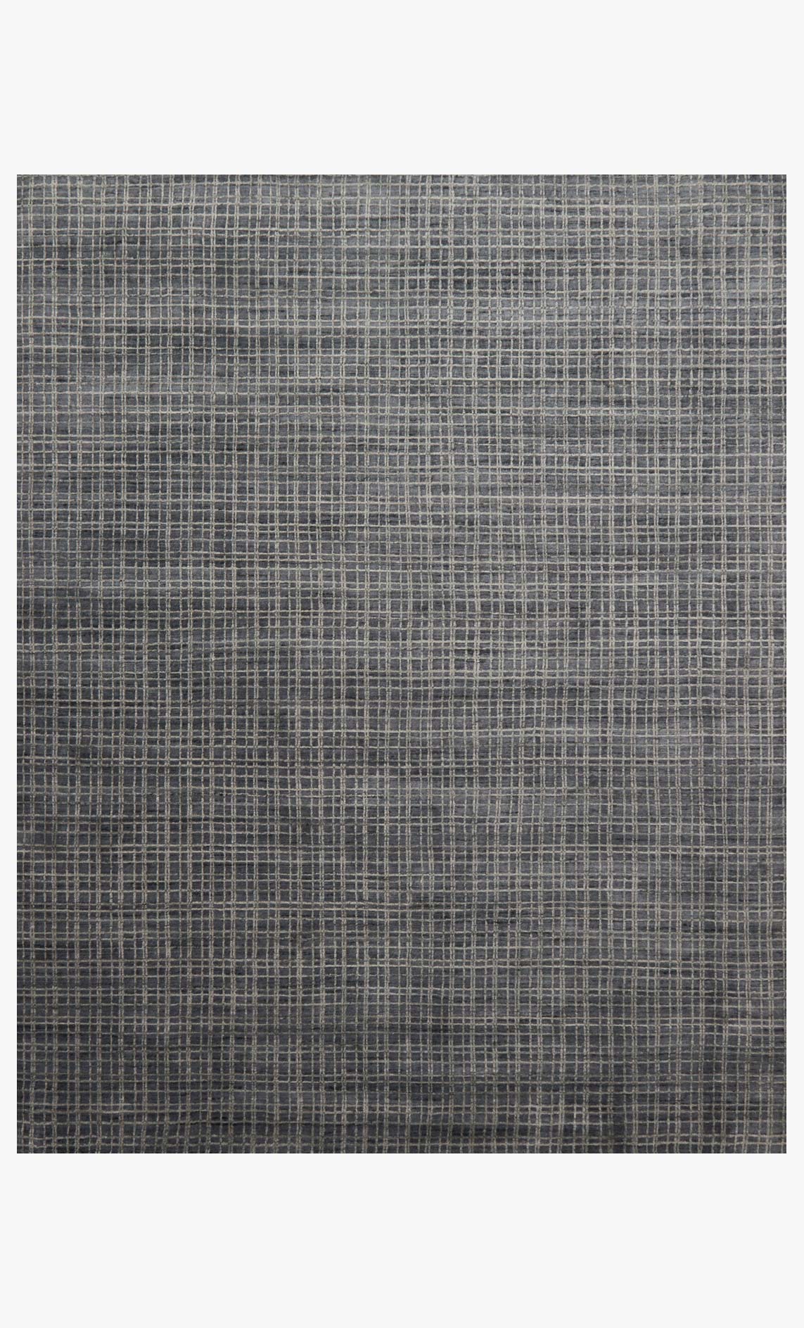 Hand-loomed transitional rug, dark grey with subtle grid texture