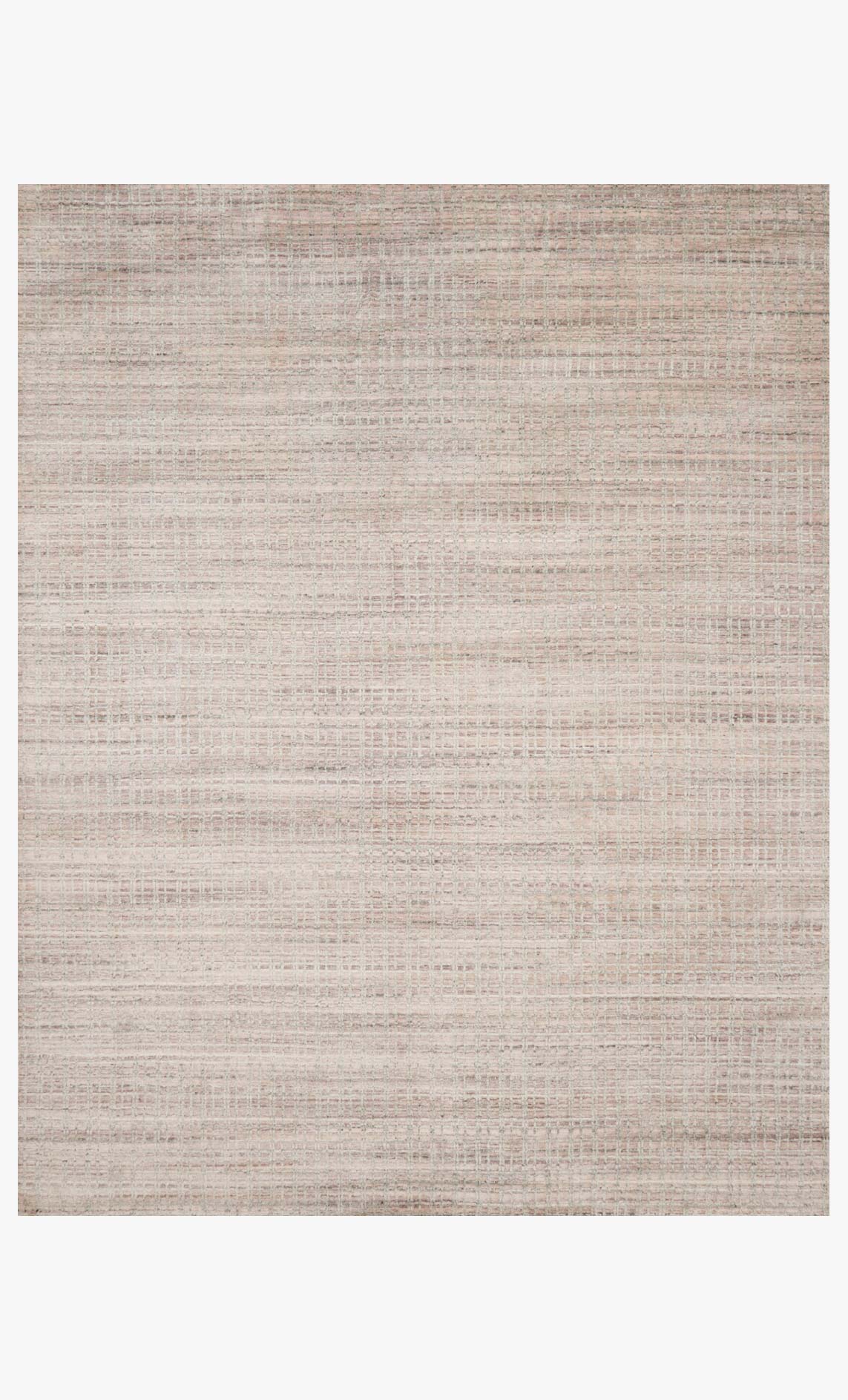 Transitional hand-loomed rug with subtle woven stripe pattern, light pink and beige