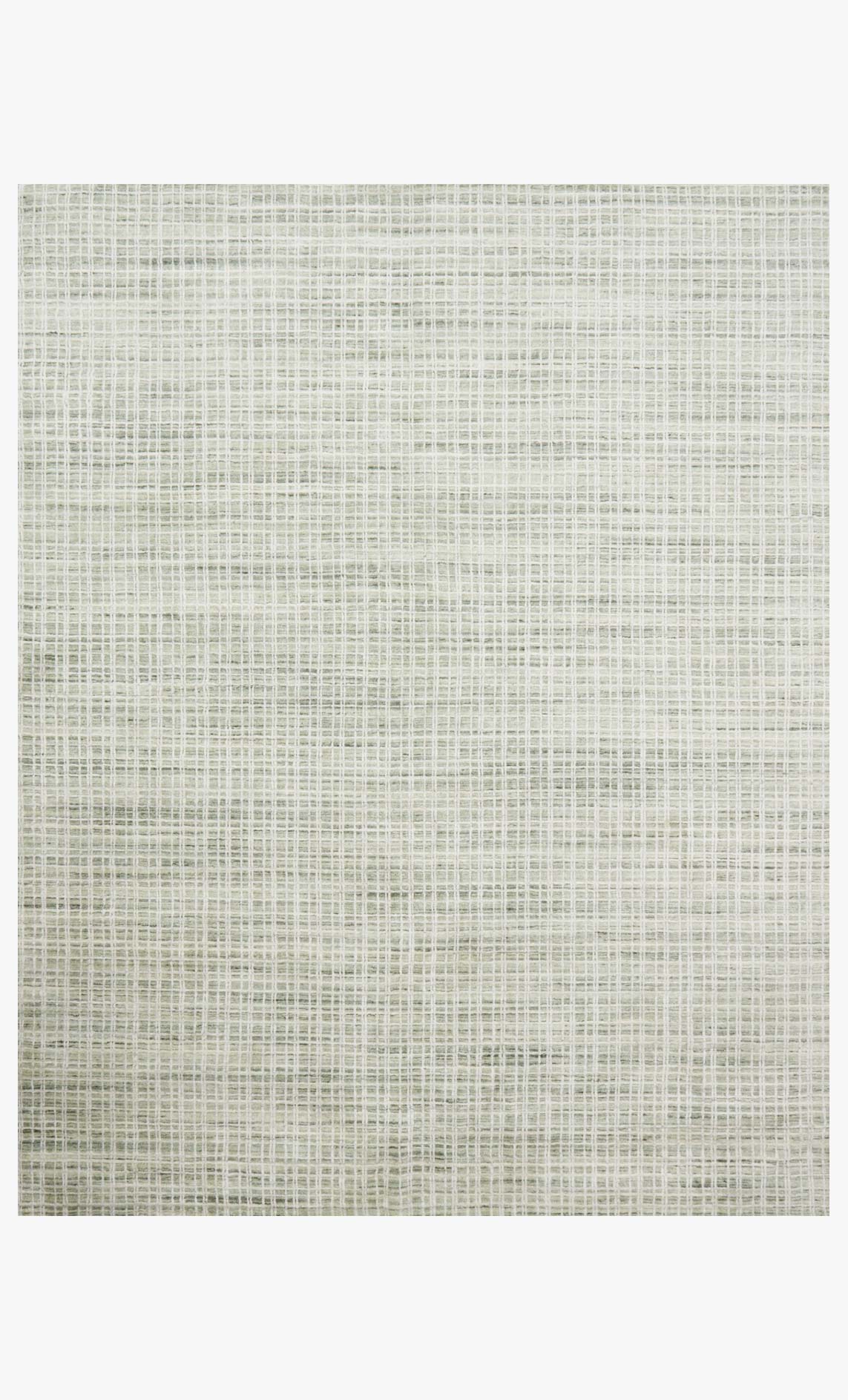 Hand-loomed transitional rug with light green woven grid texture