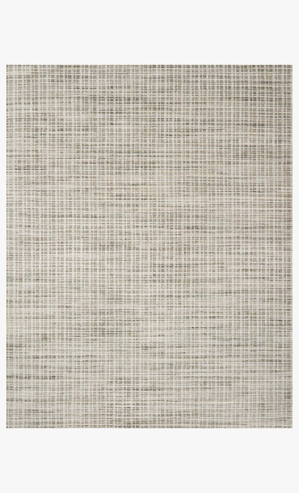 Transitional hand-loomed rug in taupe, light grid pattern with textured weave