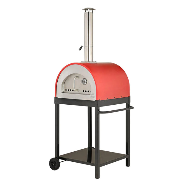 WPPO Traditional 25-Inch Wood Fired Pizza Oven with Stand in Red (WKE-04-RED)