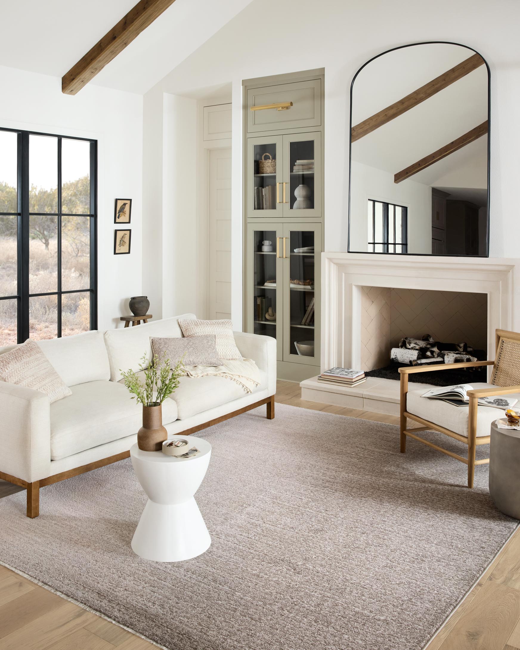Taupe and dove textured rug, traditional power-loomed style