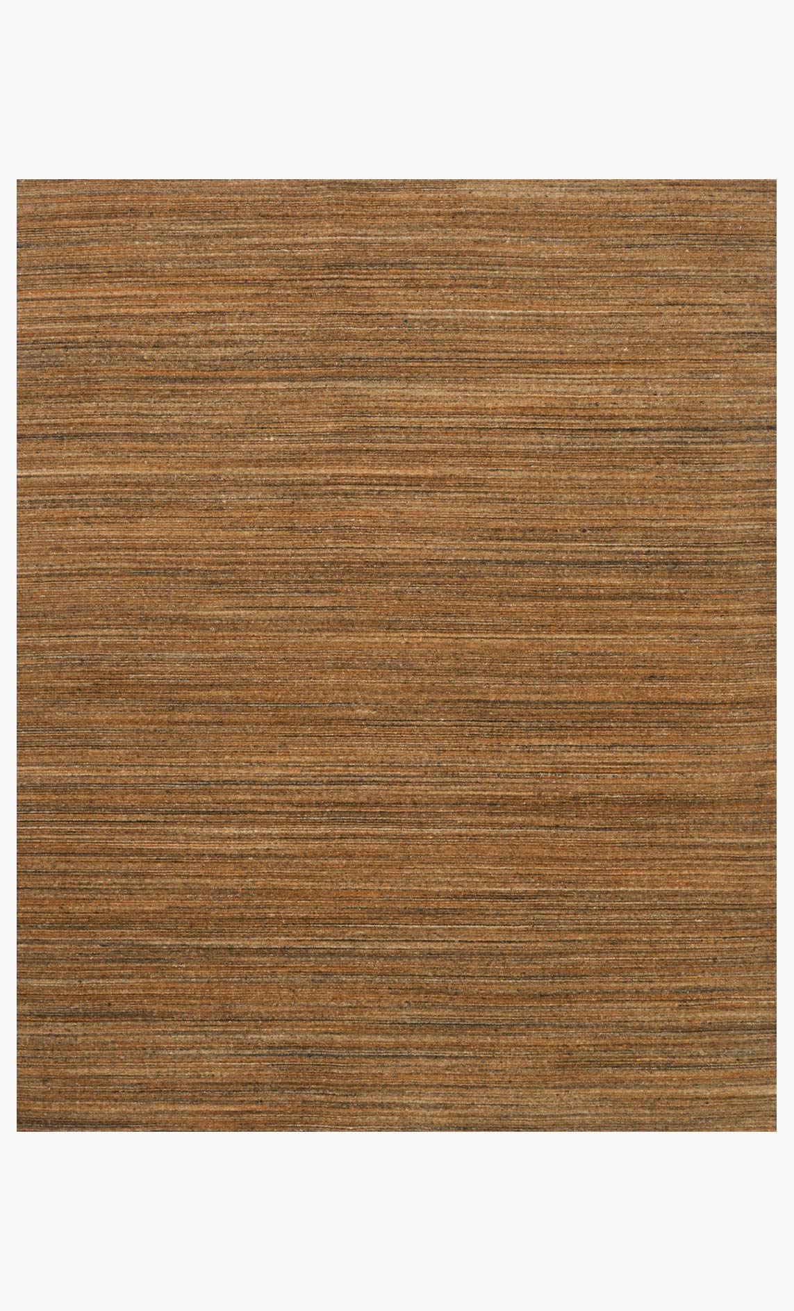 Transitional hand-loomed rug in amber-brown with thin horizontal stripes