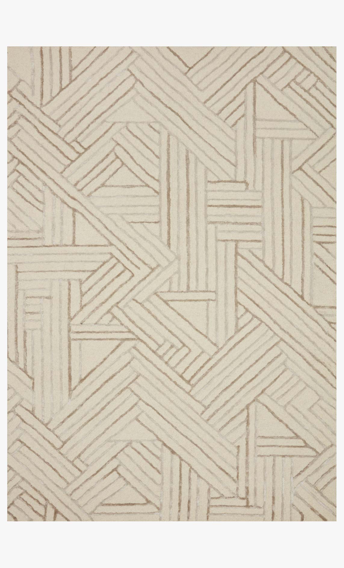 Ivory and oatmeal contemporary hand-tufted rug with geometric arrow pattern