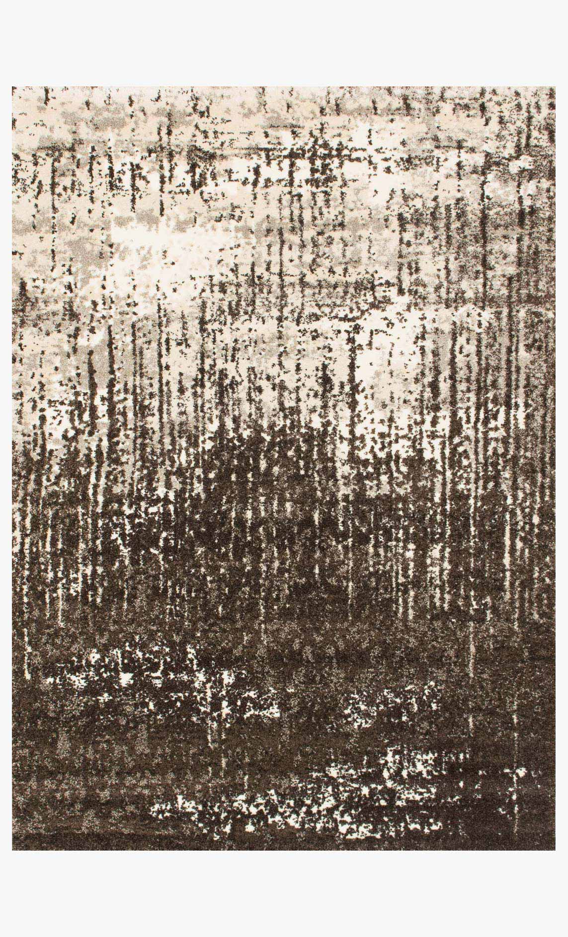 Ivory and brown abstract power-loomed rug with distressed vertical stripe pattern