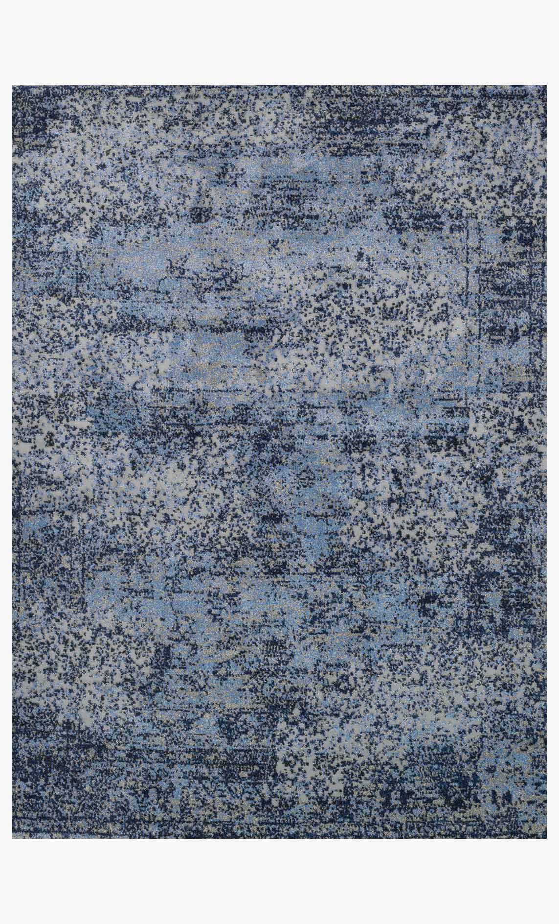 Light blue and grey power-loomed rug with speckled abstract pattern, rectangular.