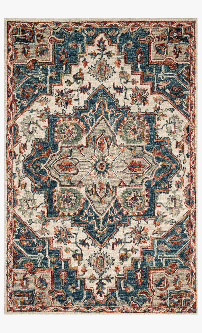 Loloi Victoria Collection - Traditional Hooked Rug in Blue & Red (VK-16)