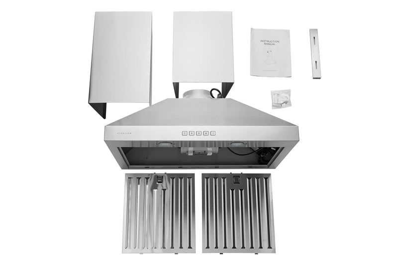 Hauslane 30-Inch Wall Mount Range Hood with Stainless Steel Filters in Stainless Steel (WM-530SS-30P)