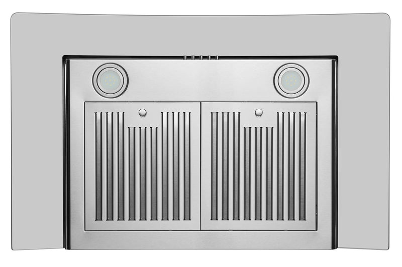 Hauslane 30-Inch Wall Mount Range Hood with Tempered Glass and Stainless Steel (WM-600SS-30)